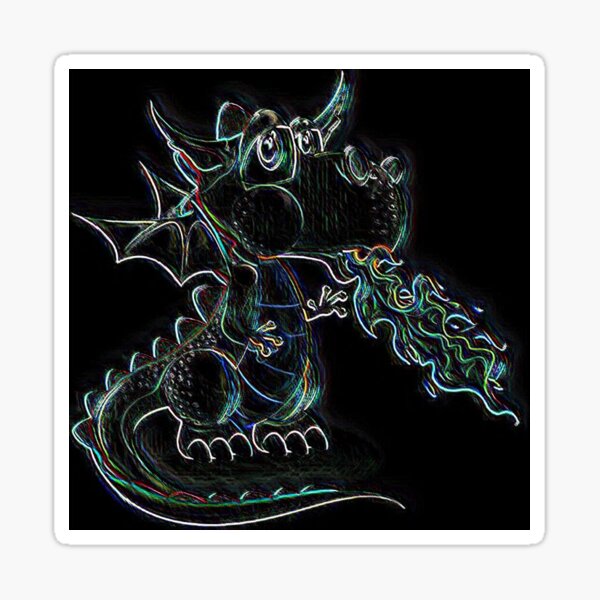 Draco the Dragon in black neon sticker product photo